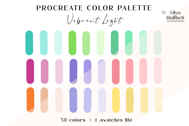 Cute Light Procreate Palette. Vibrant Playful Color Swatches
