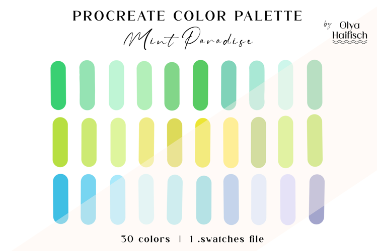 Mint Green Procreate Palette. Cute Light Color Swatches