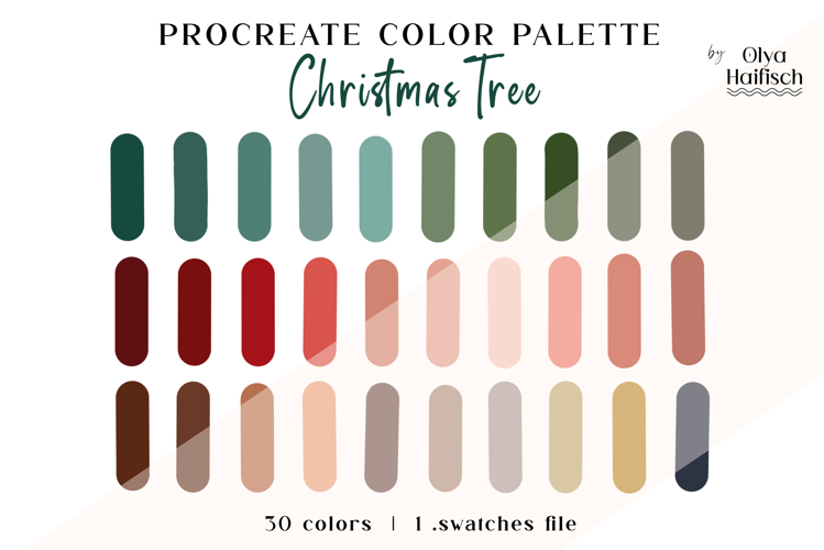 Christmas Procreate Palette. Muted Festive Color Swatches
