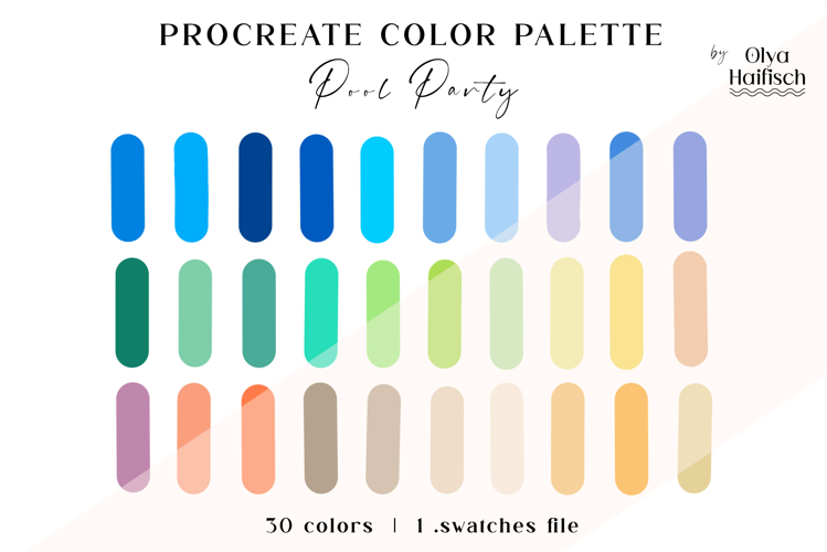 Playful Procreate Palette. Bright Coastal Color Swatches