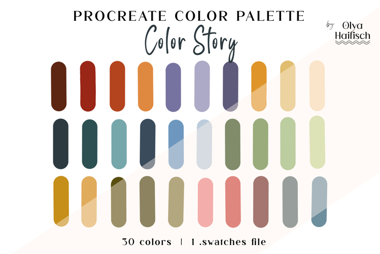 Retro Procreate Color Palette. Cute Procreate Swatches