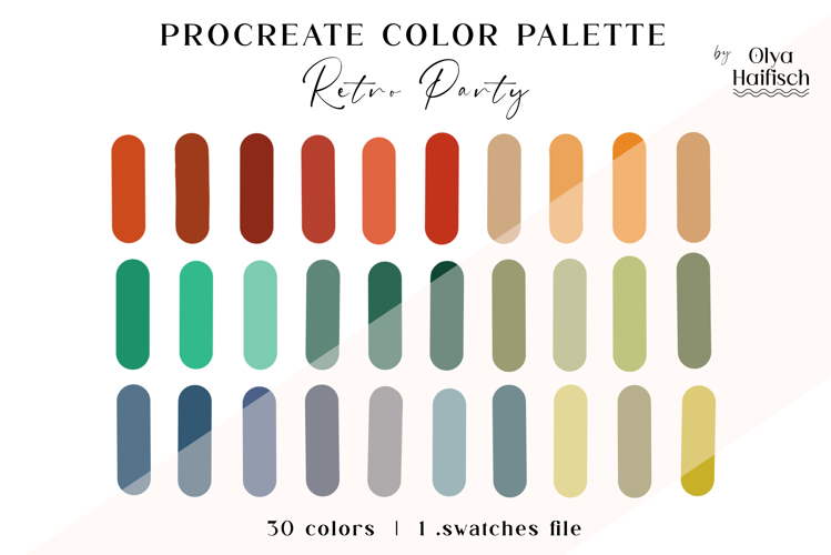 Retro Procreate Palette. Cozy Bright Color Swatches