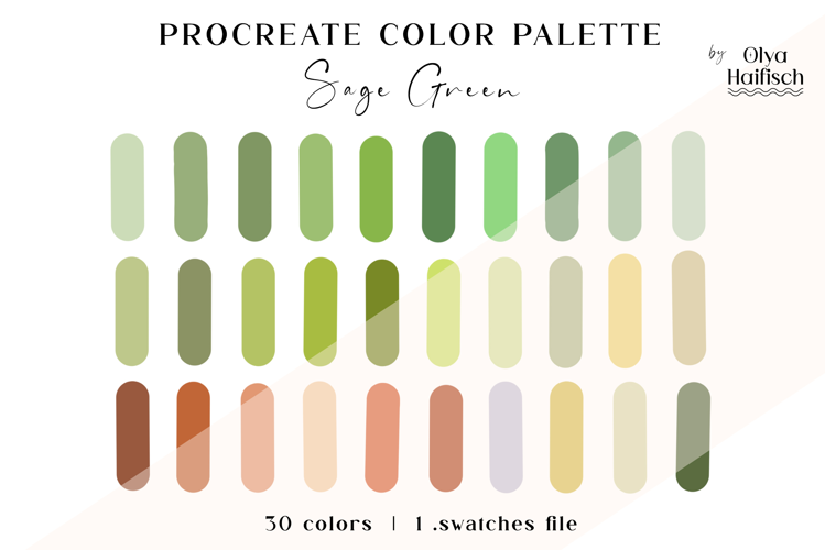 Green Procreate Palette. Soft Greenery Color Swatches
