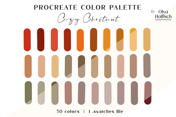 Cozy Autumn Procreate Palette. Earthy Brown Color Swatches