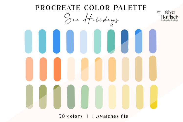 Coastal Procreate Palette. Summer Sea Color Swatches