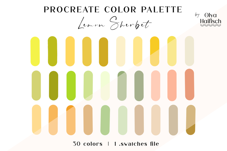 Lemon Yellow Procreate Palette. Cute Light Color Swatches