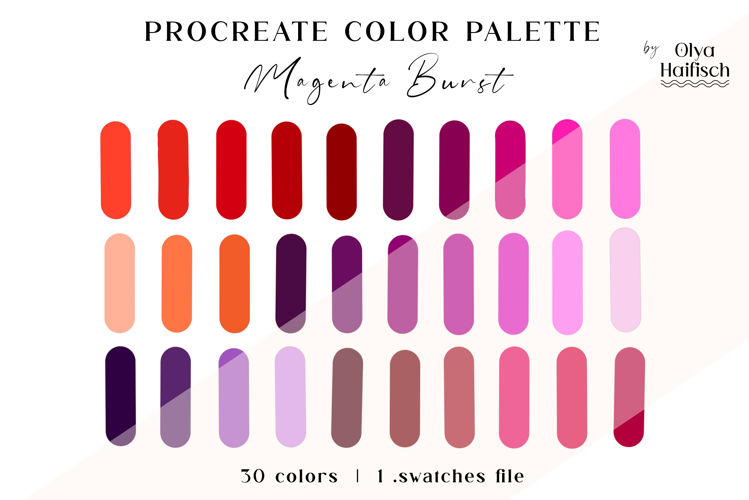 Magenta Procreate Palette. Vibrant Red Color Swatches