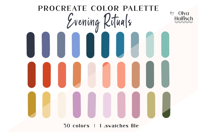 Muted Procreate Palette. Rich Mystic Color Swatches File