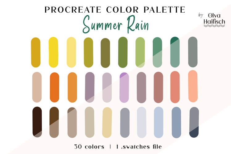 Natural Procreate Color Palette. Summer Color Swatches