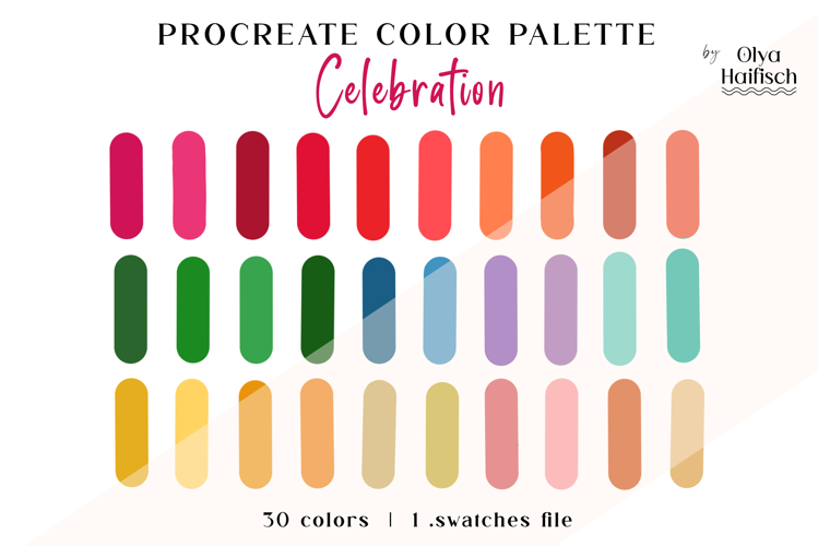 Vibrant Procreate Palette. Bright Festive Color Swatches