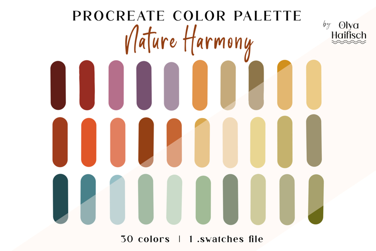 Muted Procreate Palette. Calm Natural Vintage Color Swatches