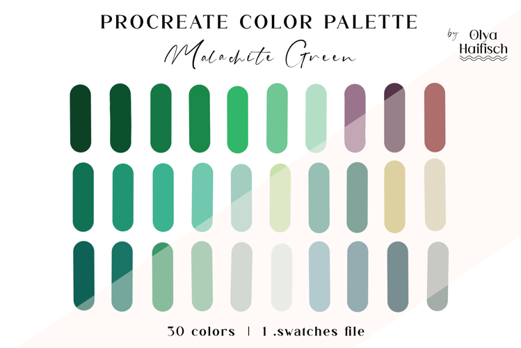 Forest Green Procreate Palette. Emerald Color Swatches