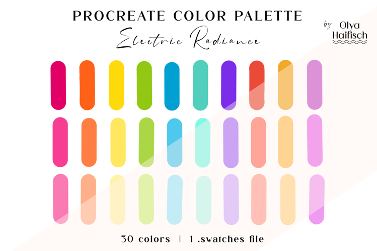 Neon Summer Procreate Palette. Vibrant Color Swatches