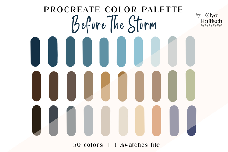 Natural Procreate Palette. Dark Sea Procreate Swatches