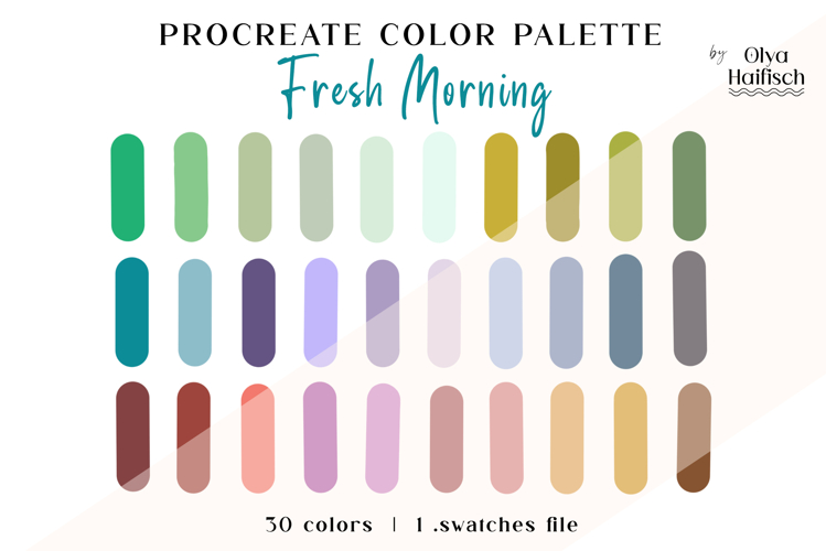 Fresh Procreate Palette. Modern Cool Colors Swatches