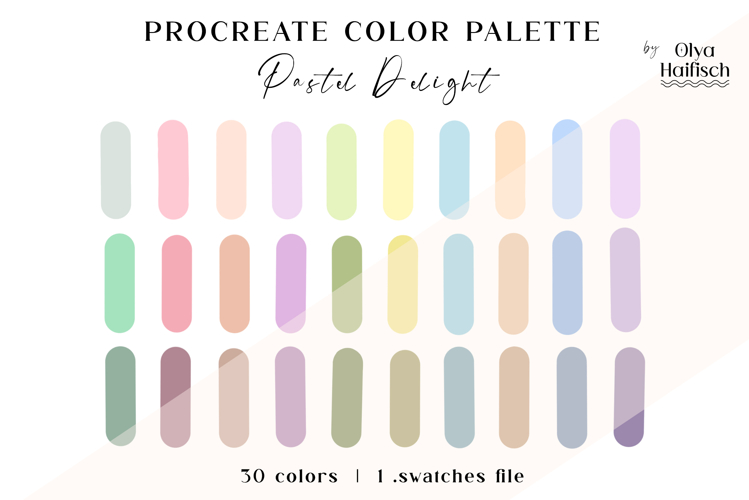 Pastel Procreate Swatches. Soft Muted Color Palette