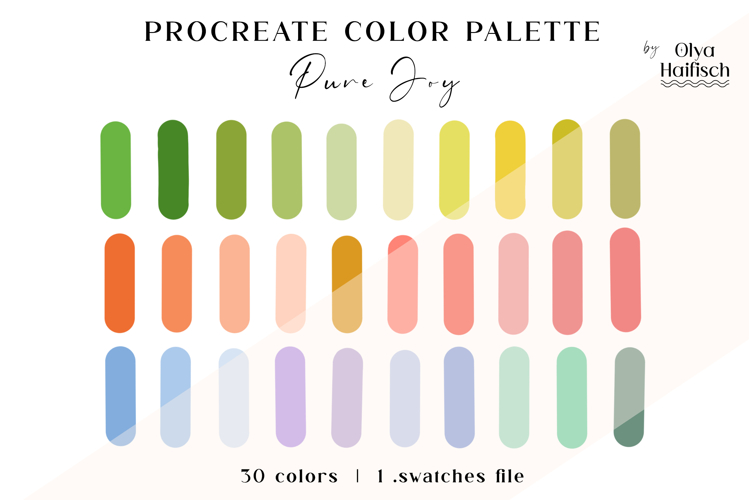 Cute Light Procreate Palette. Fresh Bright Color Swatches