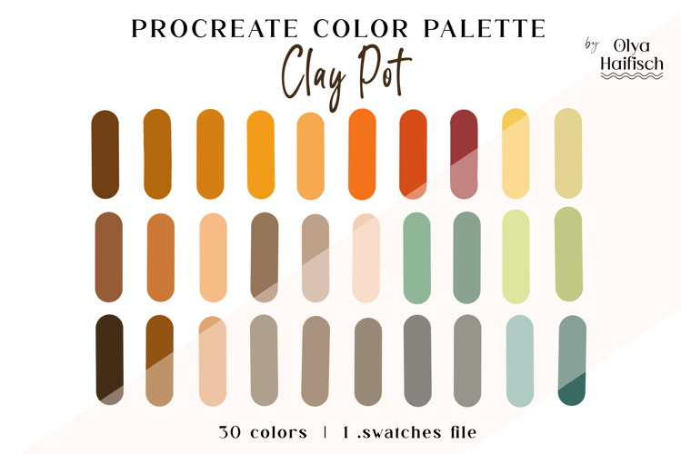 Cozy Procreate Palette. Natural Clay Brown Color Swatches