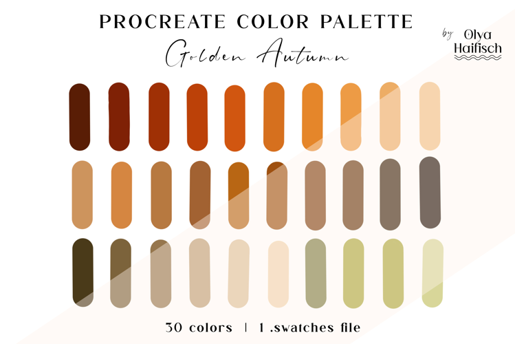 Autumn Procreate Palette. Cozy Earthy Color Swatches