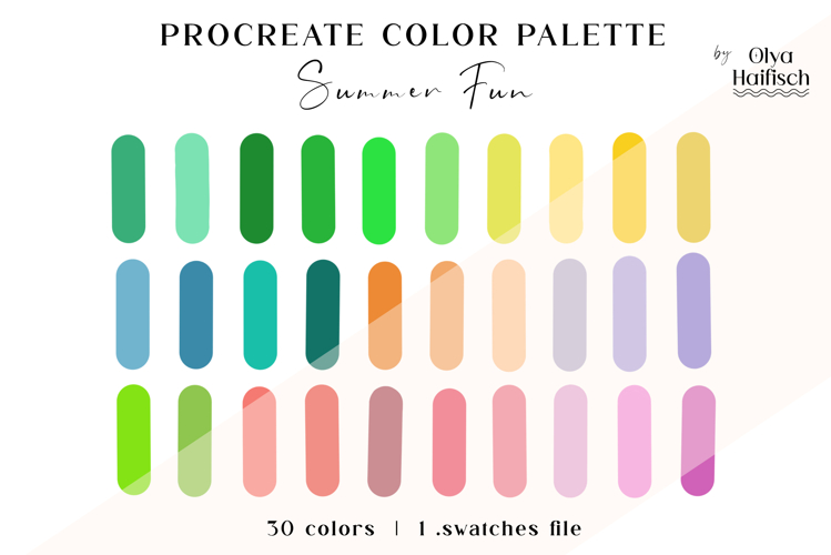 Vibrant Procreate Palette. Fun Summer Color Swatches