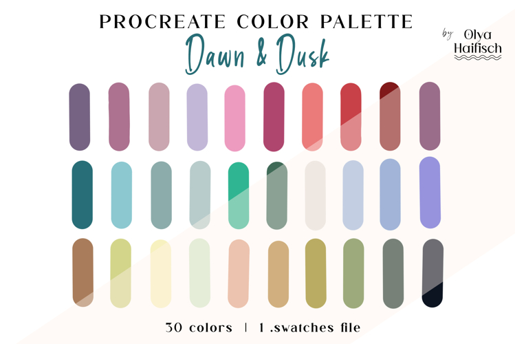 Muted Procreate Palette. Light & Deep Color Swatches