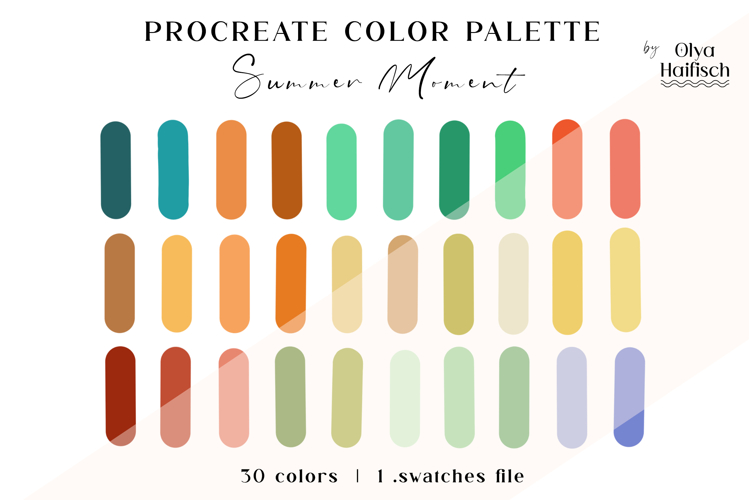 Retro Summer Procreate Palette. Trendy Color Swatches