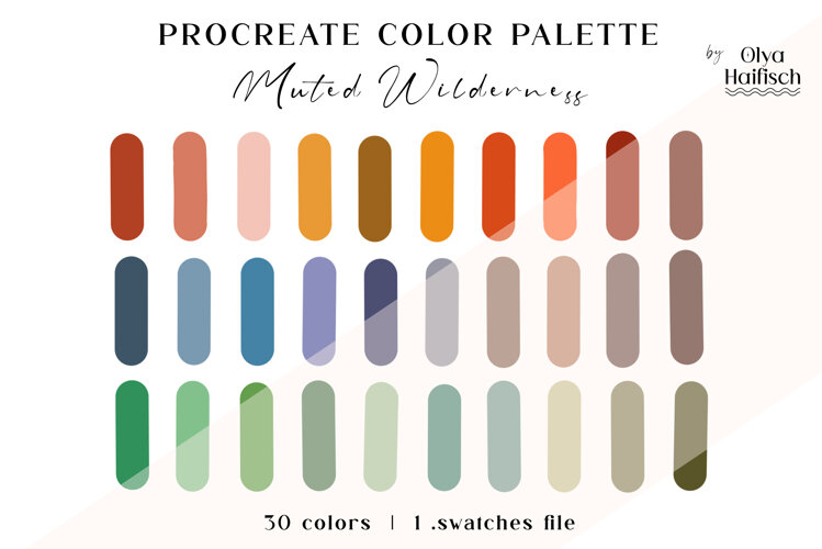 Rich Muted Procreate Palette. Bright Retro Color Swatches example image 1