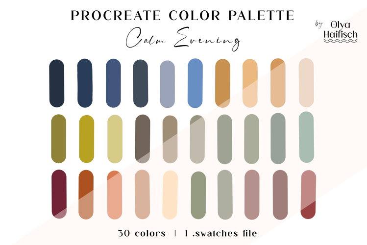 Muted Procreate Palette. Dark Autumn Color Swatches