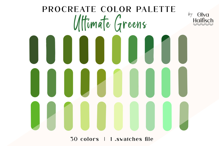 Green Procreate Palette. Greenery Shades Color Swatches