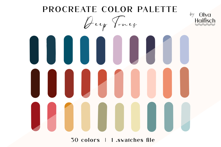 Modern Procreate Palette. Deep Rich Color Swatches