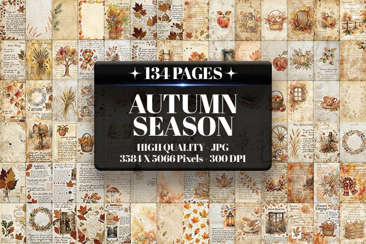 Autumn Digital Paper | Vintage Fall Journal JPG Paper
