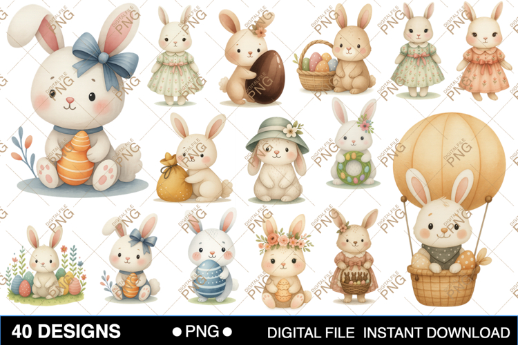 Easter Bunny Baby Shower Clipart