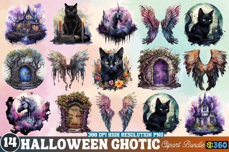 Halloween Gothic Clipart Bundle, Halloween Clipart Bundle