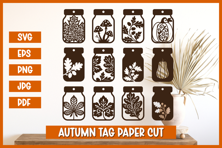12 Autumn Gift Tag SVG,Autumn Tag SVG