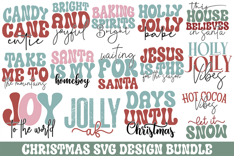 Christmas Svg Bundle - Retro Christmas Svg Design Bundle