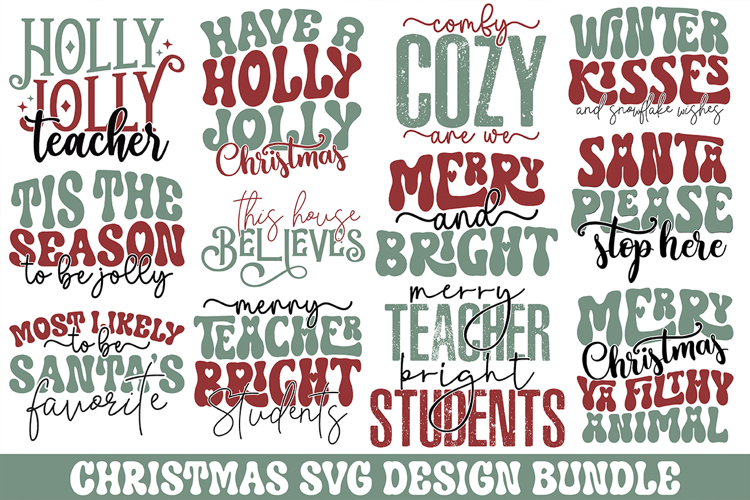 Christmas Svg Bundle - Retro Christmas Svg Design Bundle