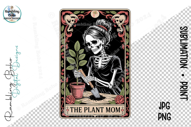 Plant Mom Tarot Card Skeleton Halloween