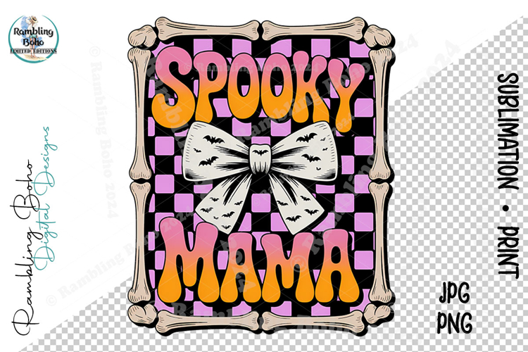 Spooky Mama Purple Checkered Frame Coquette Bow