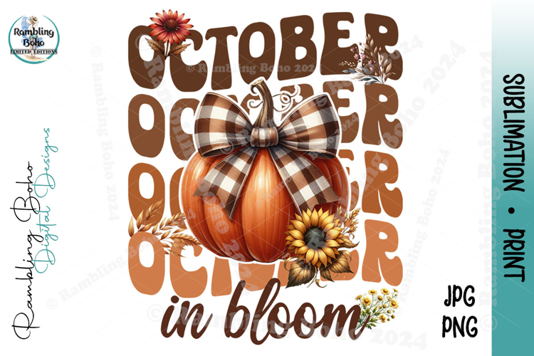 October In Bloom Repeat Fall Word Art