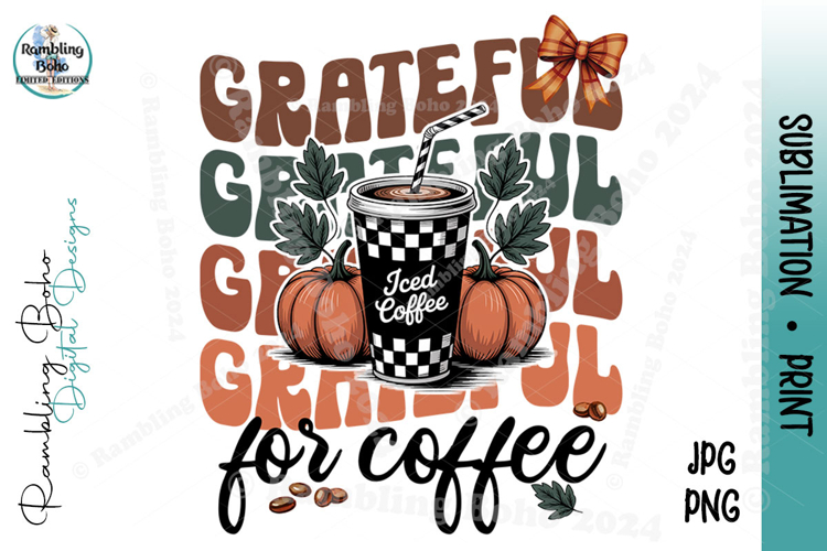Grateful For Coffee Word Repeat Fall