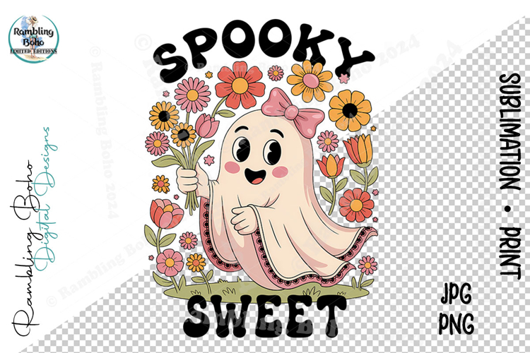 Spooky Sweet Retro Floral Halloween Ghost
