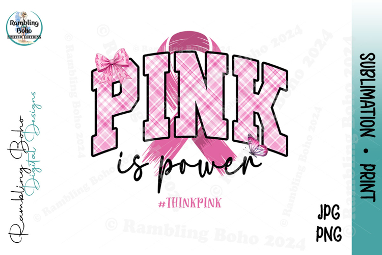 Pink Is Power Arched Floral Text October