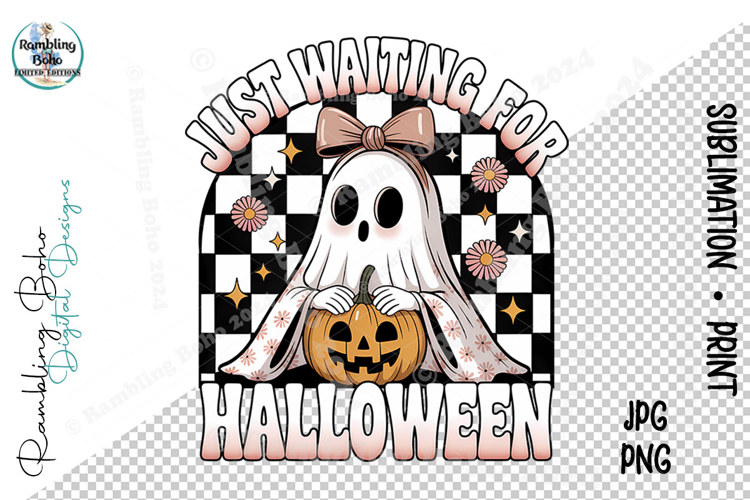 Just Waiting For Halloween Checkered Ghost