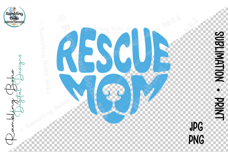 Rescue Mom Cute Dog Word Art Simple