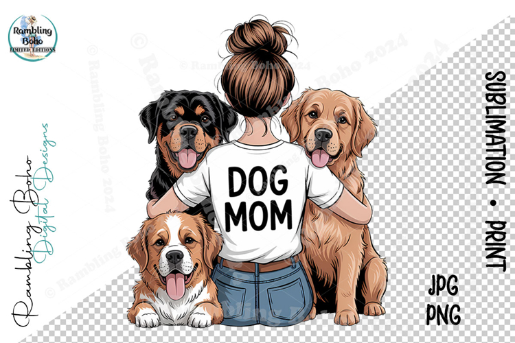 Dog Mom Happy Rott St Bernard Retriever