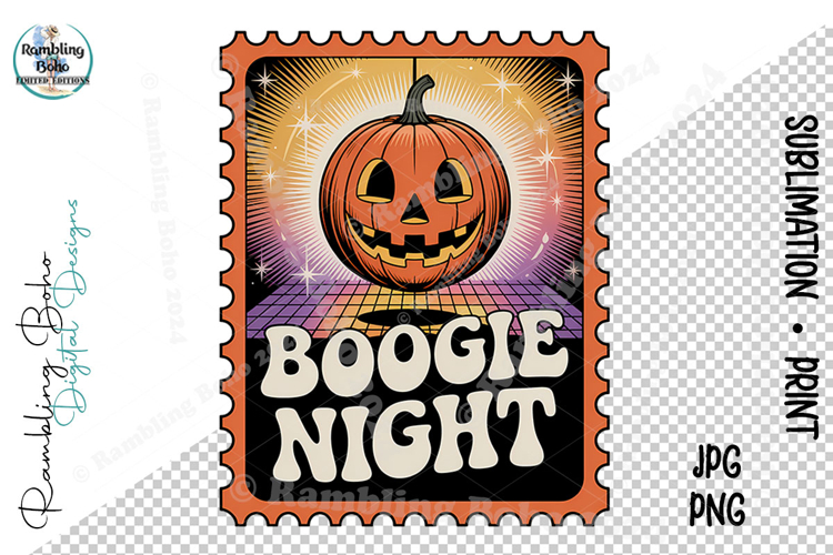 Boogie Night Retro Jack-O-Lantern Stamp