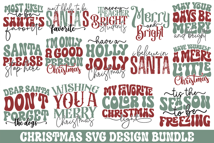 Christmas Svg Bundle - Retro Christmas Svg Design Bundle