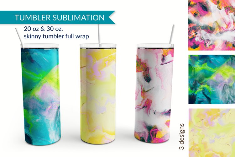 Marbling Abstract Art design. Skinny tumbler wrap design example image 1