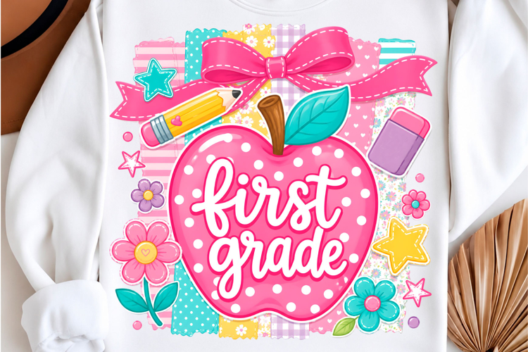 Striped Apple First Grade School Shirt