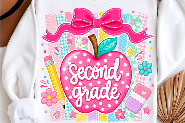 Striped Apple Second Grade School Shirt